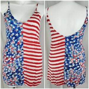 BP Stars Stripes Camisole Tank TOP Size M Womens Red White Blue Gray Flag